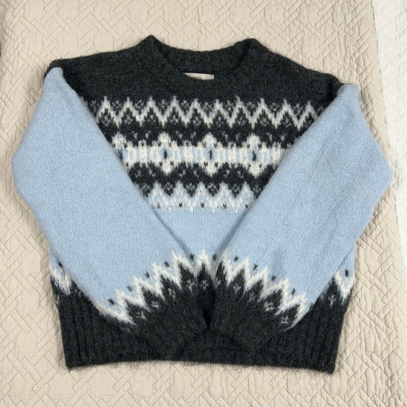 LOFT Sweaters - LOFT Black and Light Blue Patterned Sweater